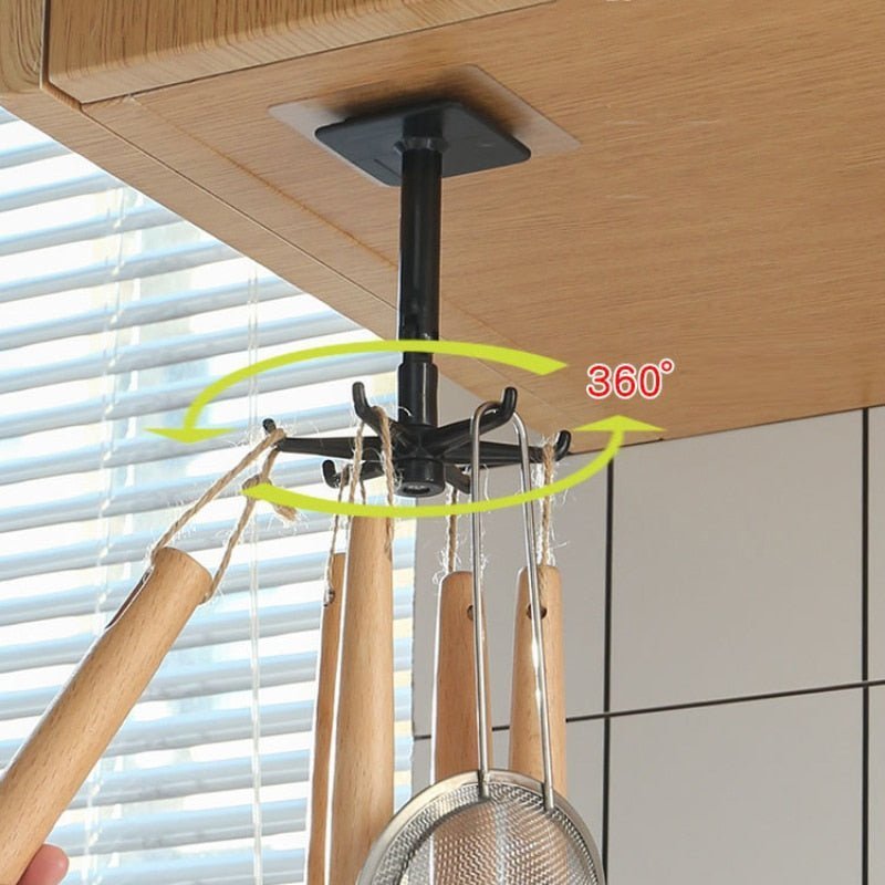 INHHUB Rotatif à 360 ° Porte Ustensiles Cuisine,6 Crochets sous Armoire Support Ustensiles Cuisine,sans Percer Crochets de Rangement Organiseur Rack pour Salle de Cuisine/Bains-INHHUB INHHUB Rotatif à 360 ° Porte Ustensiles Cuisine,6 Crochets sous Armoire Support Ustensiles Cuisine,sans Percer Crochets de Rangement Organiseur Rack pour Salle de Cuisine/Bains-INHHUB